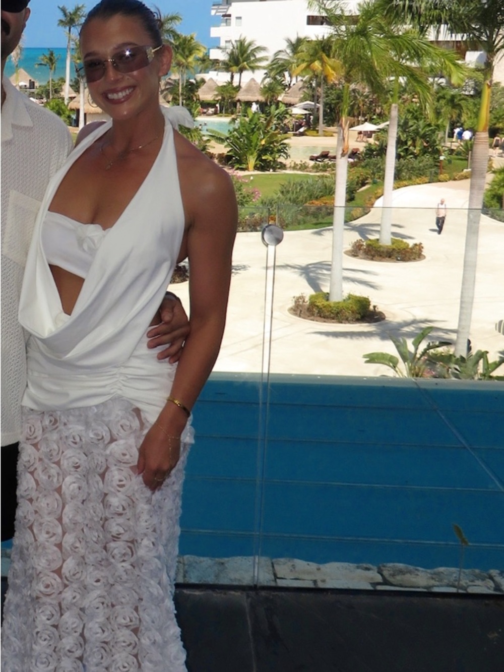 Peppermayo White Deep-V Lace Maxi Dress - Picture 3 of 6